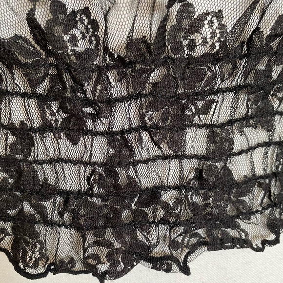 Guess Black Sheer Floral Lace Wide Neck Party Casual Blouse Top- Sz-L - Picture 7 of 16